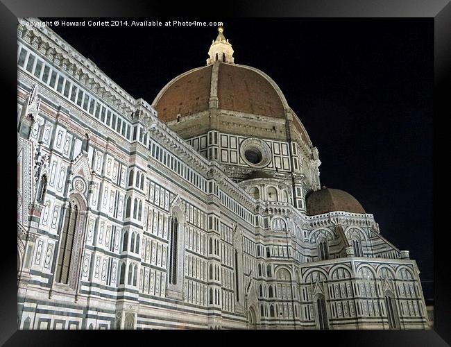 The Duomo Florence at night Framed Print by Howard Corlett