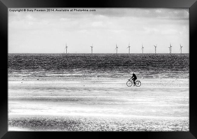 Brancaster beach cyclist Framed Print by Gary Pearson