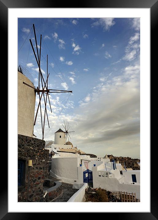 Windmills in Oia, Santorini Framed Mounted Print by Stephen Mole