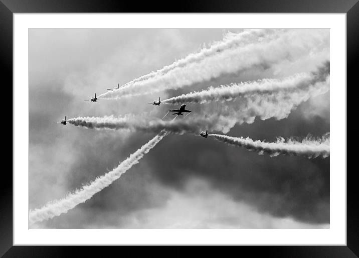 Red Arrows at Duxford 2014 Framed Mounted Print by Oxon Images