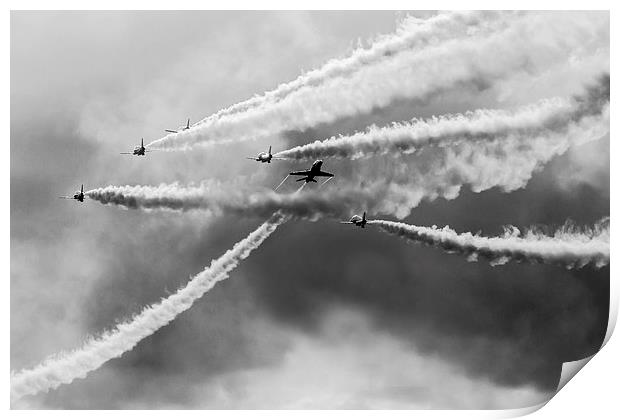 Red Arrows at Duxford 2014 Print by Oxon Images