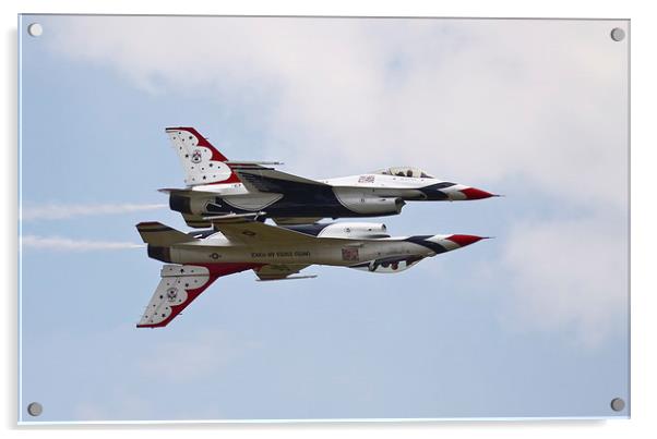  USAF Thunderbirds Mirror Pass Acrylic by Philip Catleugh