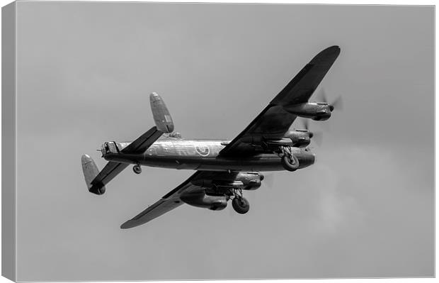 Avro Lancaster PA474 taking off  black and white v Canvas Print by Gary Eason