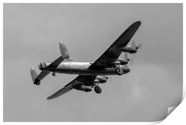 Avro Lancaster PA474 taking off  black and white v Print by Gary Eason