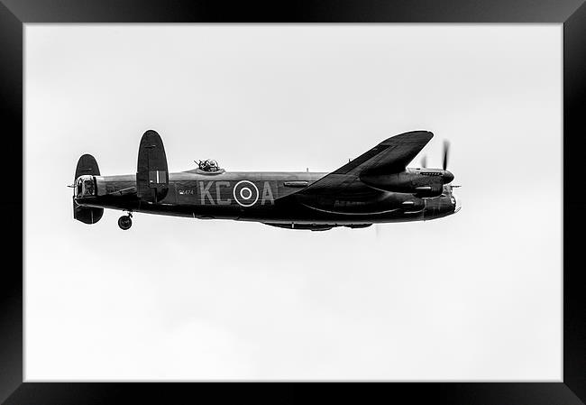 Avro Lancaster PA474 black and white version Framed Print by Gary Eason