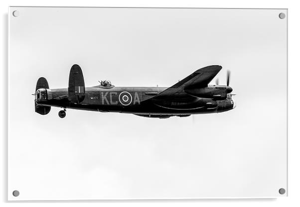 Avro Lancaster PA474 black and white version Acrylic by Gary Eason
