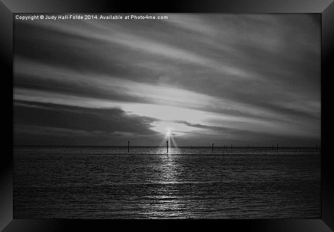  Gulf Sundown in Black and White Framed Print by Judy Hall-Folde