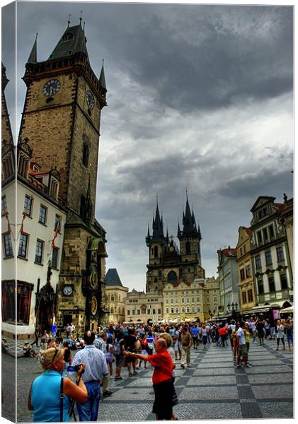 pragues old town square Canvas Print by paul morris
