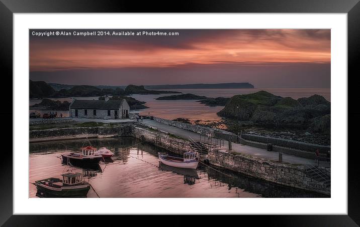 Ballintoy Harbour Sunset Framed Mounted Print by Alan Campbell