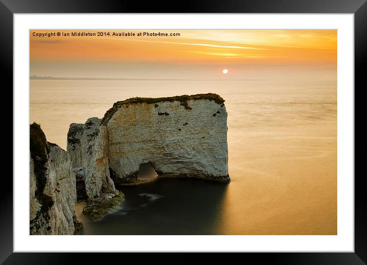 Sunrise at Old Harry Rocks Framed Mounted Print by Ian Middleton