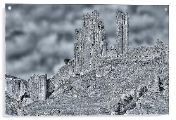  Corfe Castle Dorset Acrylic by Louise Godwin