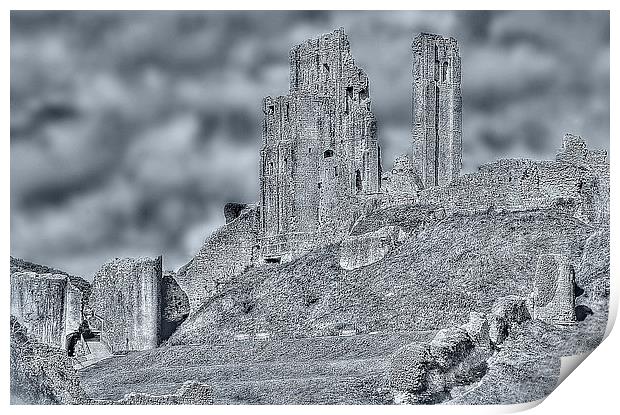  Corfe Castle Dorset Print by Louise Godwin