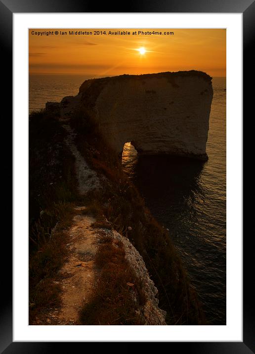 Sunrise at Old Harry Rocks Framed Mounted Print by Ian Middleton