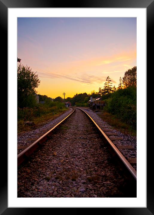 rail sunset Framed Mounted Print by keith sutton