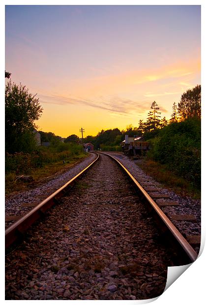 rail sunset Print by keith sutton