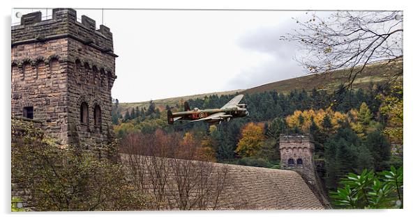 Lancaster PA474 at the Derwent Dam Acrylic by Gary Eason