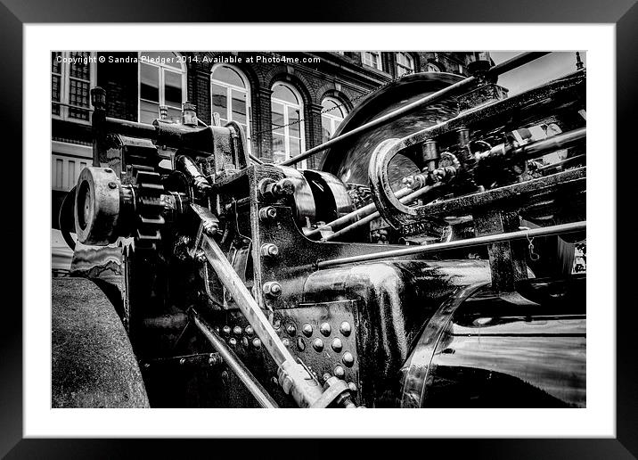  Traction Engine in Mono Framed Mounted Print by Sandra Pledger