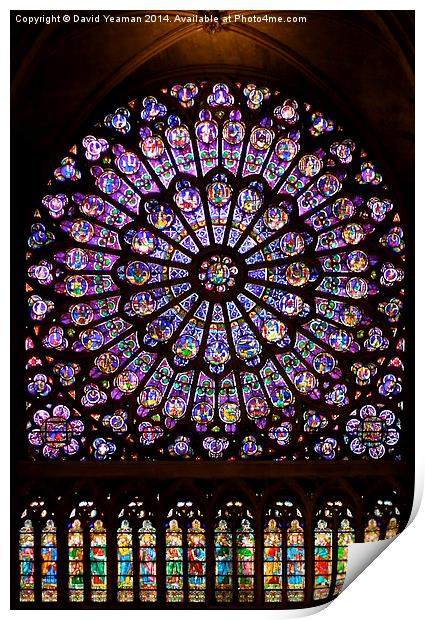 The North Rose window of Notre Dame Print by David Yeaman