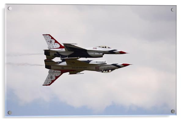  USAF Thunderbirds mirror formation Acrylic by Philip Catleugh