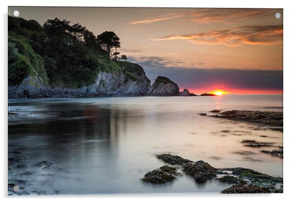  Lee Bay Sunset Acrylic by Bob Small