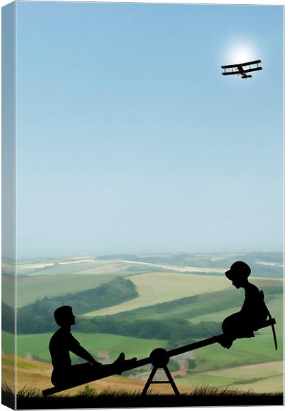 Childhood Dreams, The Seesaw Canvas Print by John Edwards