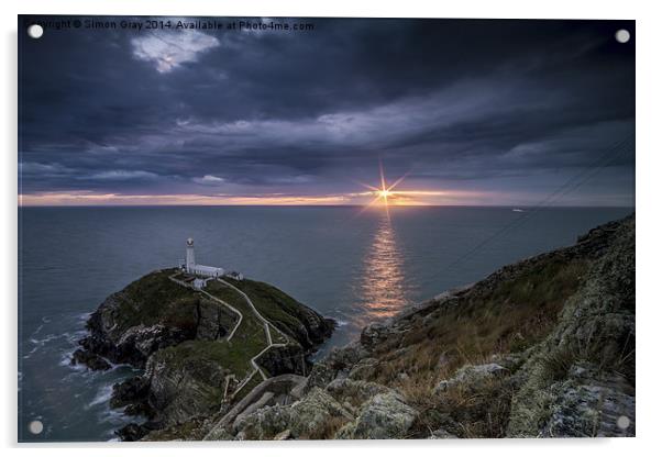  South Stack Sunset Acrylic by Simon Gray