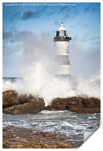  Stormy Lighthouse Print by Christine Smart