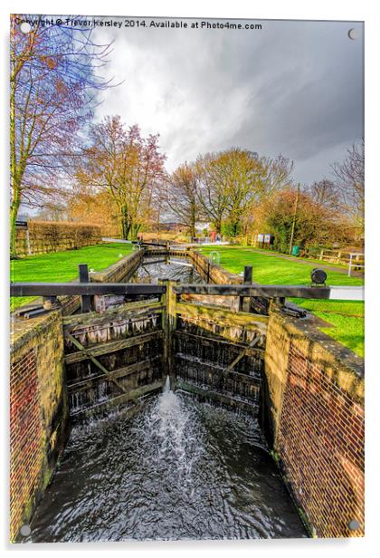 The Lock  Ripon Canal Acrylic by Trevor Kersley RIP