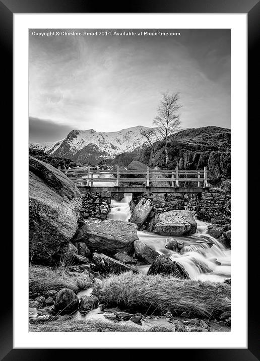  Icy Waters at Rhaeadr Idwal B&W Framed Mounted Print by Christine Smart