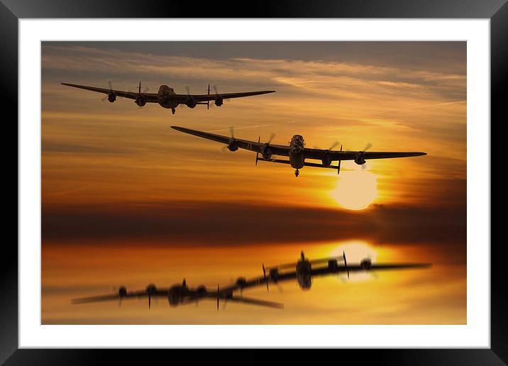 Lancaster Bombers make Landfall Framed Mounted Print by Oxon Images