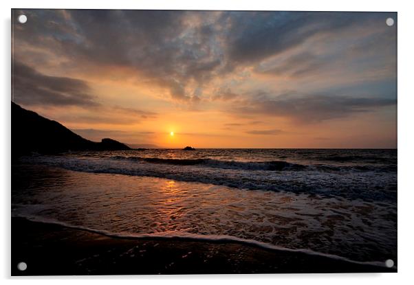  Sunrise on Town Beach Looe Acrylic by Rosie Spooner