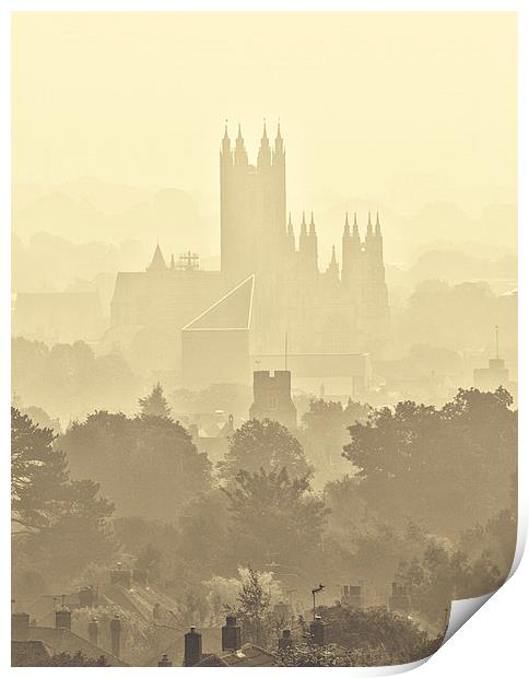 Canterbury Cathedral in the Mist Print by Ian Hufton