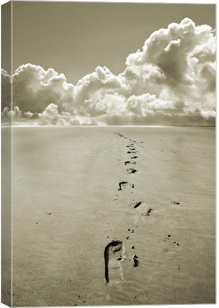  Footprints in Sand Canvas Print by Mal Bray
