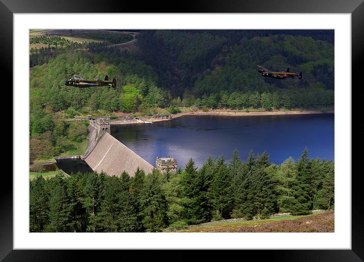  Lancasters over Derwent Dam Framed Mounted Print by Oxon Images