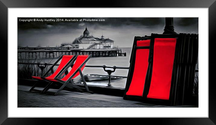  Deckchairs and pier Framed Mounted Print by Andy Huntley