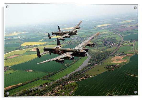Two Lancasters over the upper Thames Acrylic by Gary Eason