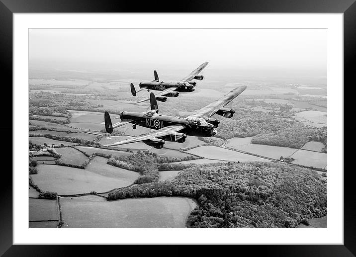 Two Lancs over Bucks black and white version Framed Mounted Print by Gary Eason