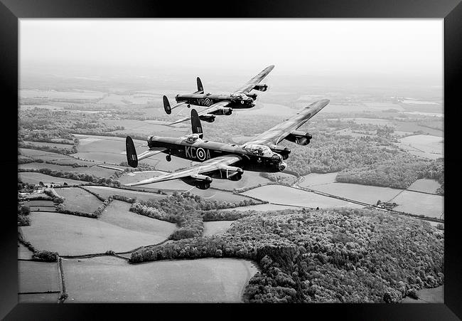 Two Lancs over Bucks black and white version Framed Print by Gary Eason