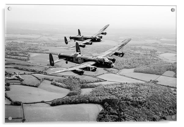 Two Lancs over Bucks black and white version Acrylic by Gary Eason