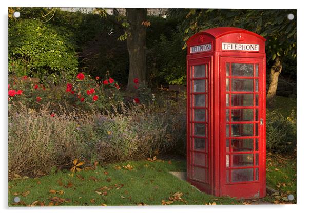 Phonebox & Roses Acrylic by Nigel Walker