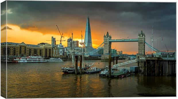  Sunset at Tower Bridge and the Shard. Canvas Print by John Ly