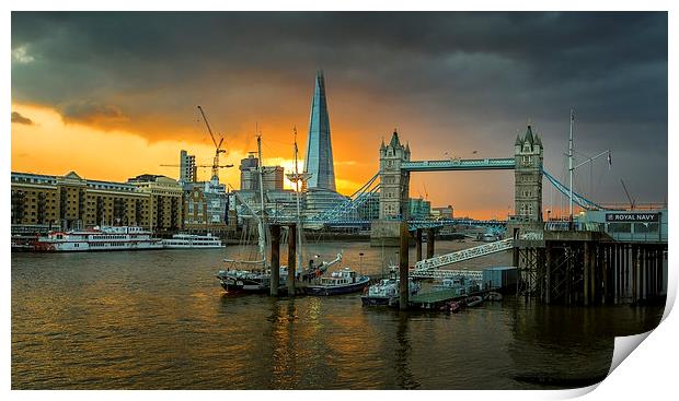  Sunset at Tower Bridge and the Shard. Print by John Ly