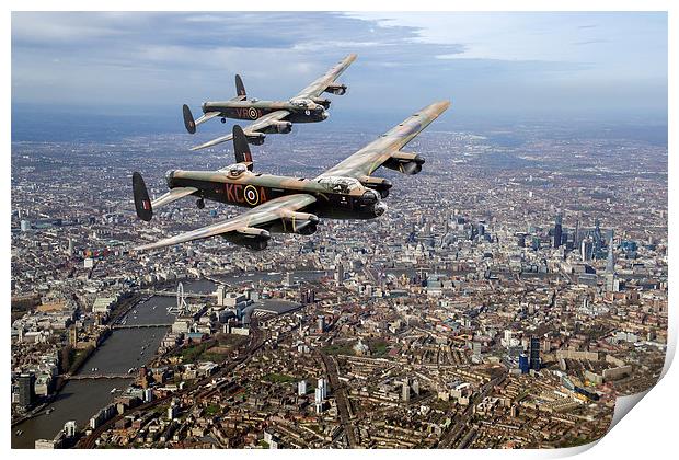 Two Lancasters over London Print by Gary Eason