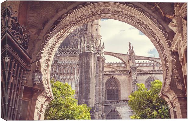  Details of Giralda Architecture. Seville  Canvas Print by Jenny Rainbow