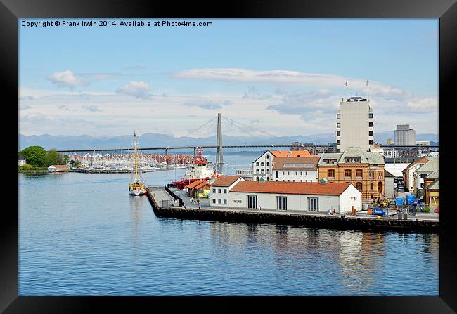  Arriving at Bergen harbour & Bridge Framed Print by Frank Irwin