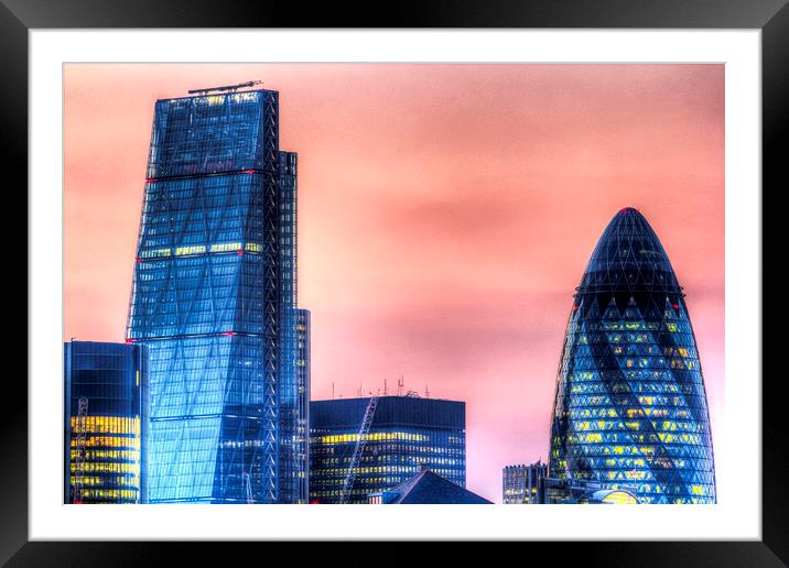 The Gherkin and the Cheese Grater London Framed Mounted Print by David Pyatt