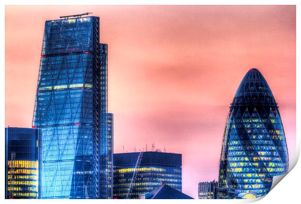 The Gherkin and the Cheese Grater London Print by David Pyatt