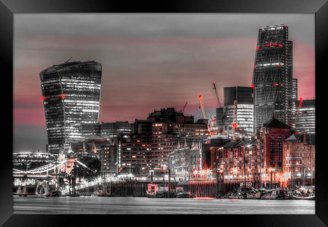 City of London at night Framed Print by David Pyatt
