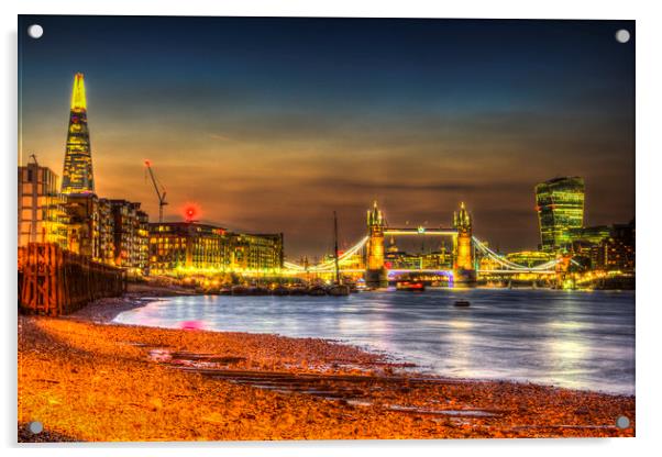 London Night View Acrylic by David Pyatt