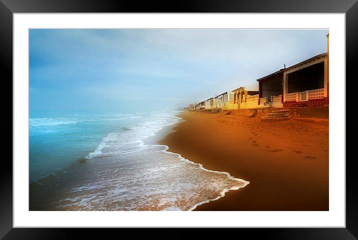  Spanish Beach Huts Framed Mounted Print by Mal Bray